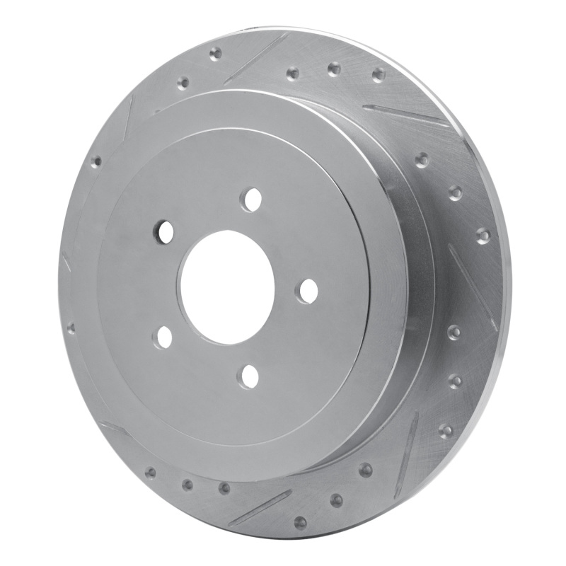 Lincoln Town Car Brake Rotor (1) - Rear Left - R1 Concepts - Drilled & Slotted - Silver - `03-`11